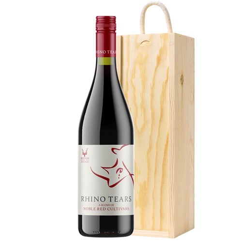 Rhino Tears Noble Red Cultivars 75cl Red Wine In Pine Wooden Gift Box